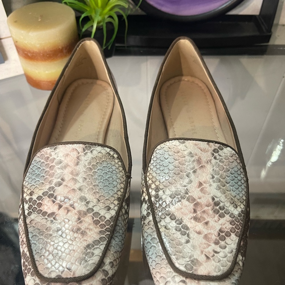 Kelly & Katie Cream and Brown Flats with Classic Loafer Design